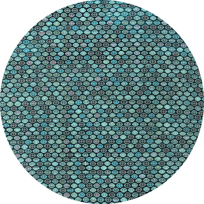 Round Abstract Light Blue Modern Rug, abs4540lblu