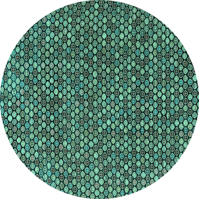 Round Abstract Turquoise Modern Rug, abs4540turq