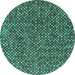 Round Abstract Turquoise Modern Rug, abs4540turq