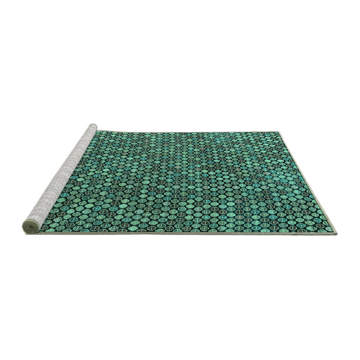 Sideview of Machine Washable Abstract Turquoise Modern Area Rugs, wshabs4540turq