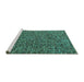 Sideview of Machine Washable Abstract Turquoise Modern Area Rugs, wshabs4540turq