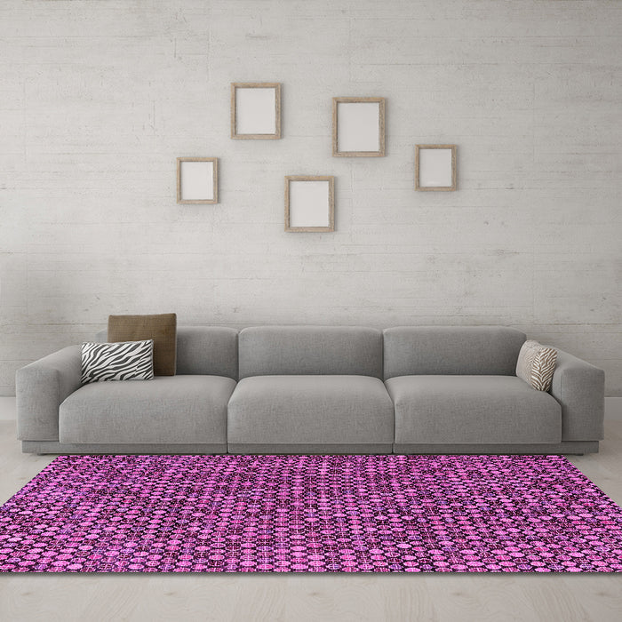 Machine Washable Abstract Pink Modern Rug in a Living Room, wshabs4540pnk
