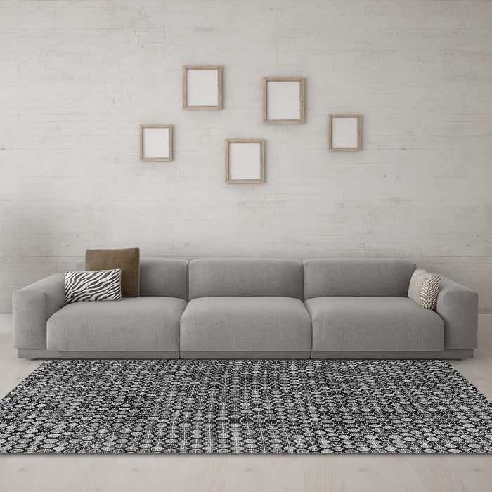 Machine Washable Abstract Gray Modern Rug in a Living Room,, wshabs4540gry