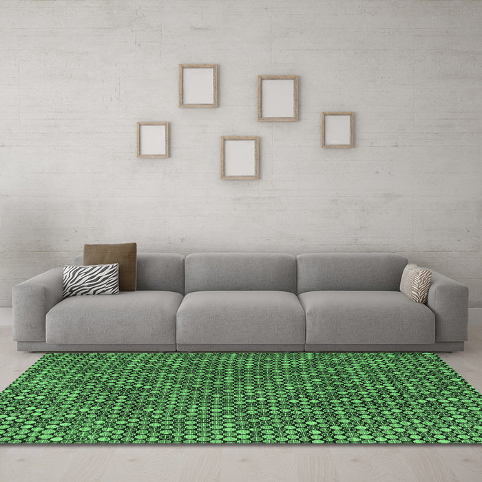 Machine Washable Abstract Emerald Green Modern Area Rugs in a Living Room,, wshabs4540emgrn