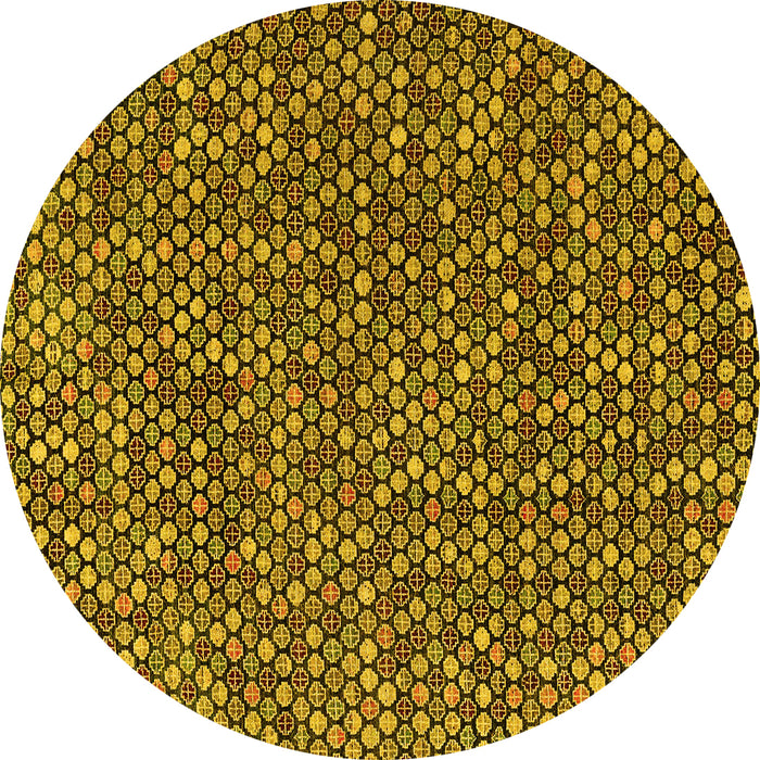 Round Machine Washable Abstract Yellow Modern Rug, wshabs4540yw
