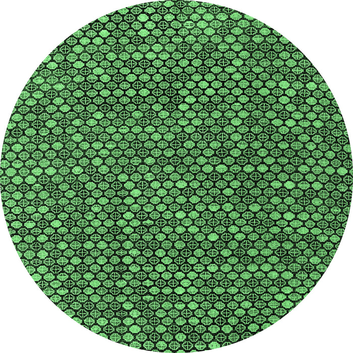 Round Abstract Emerald Green Modern Rug, abs4540emgrn