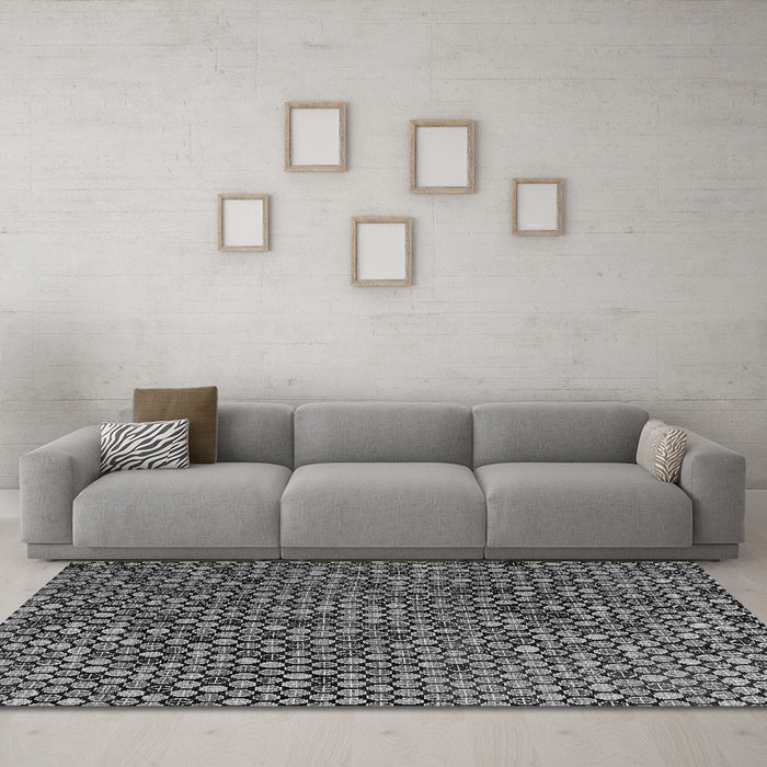 Machine Washable Abstract Gray Modern Rug in a Living Room,, wshabs4541gry