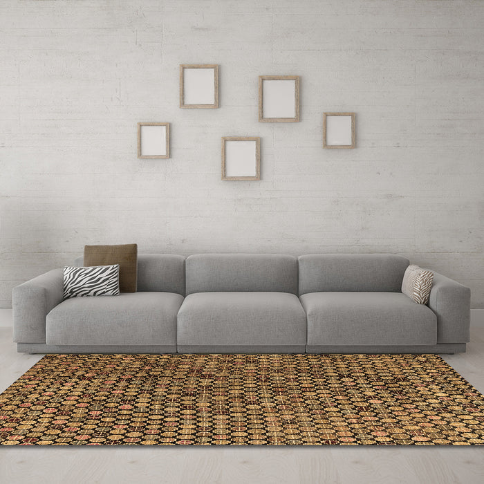 Machine Washable Abstract Brown Modern Rug in a Living Room,, wshabs4541brn