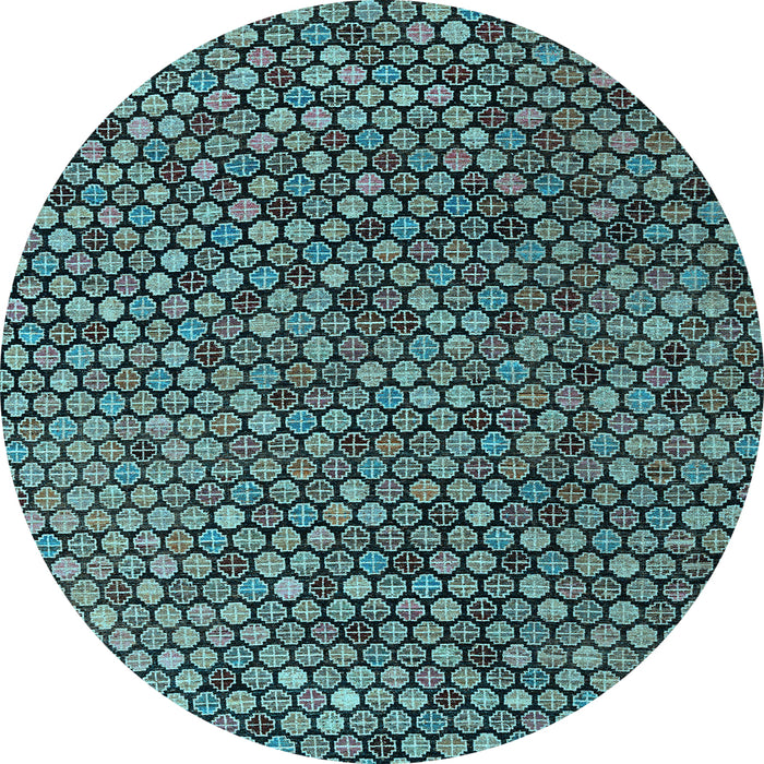 Round Machine Washable Abstract Light Blue Modern Rug, wshabs4541lblu