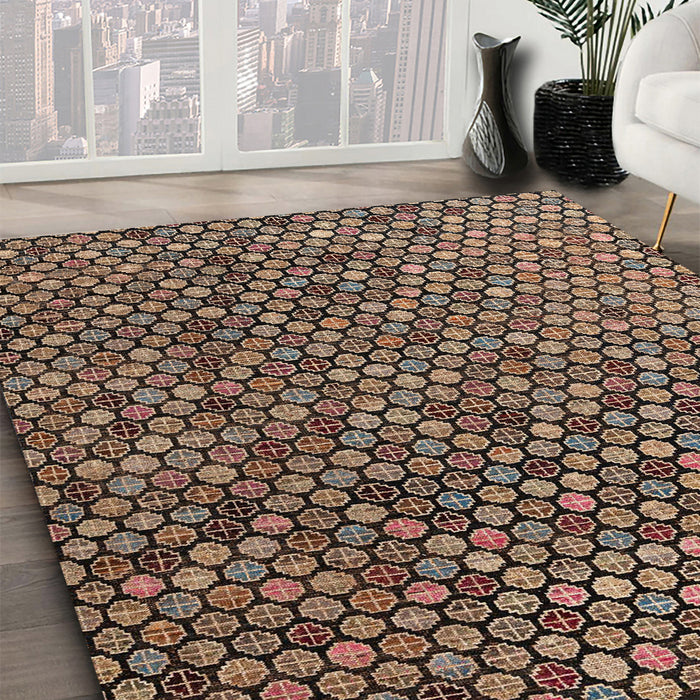 Machine Washable Abstract Bakers Brown Rug in a Family Room, wshabs4541