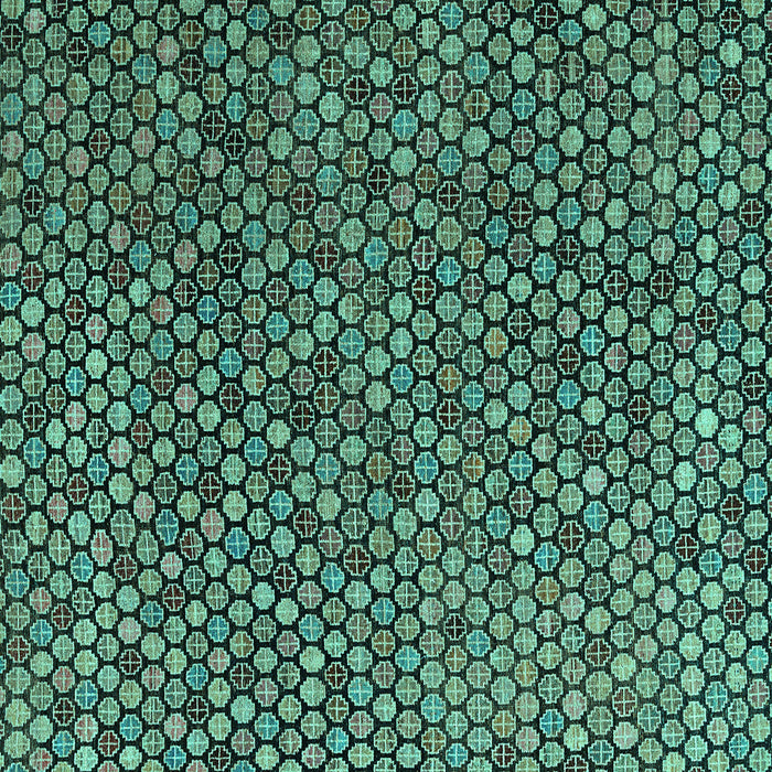 Square Machine Washable Abstract Turquoise Modern Area Rugs, wshabs4541turq