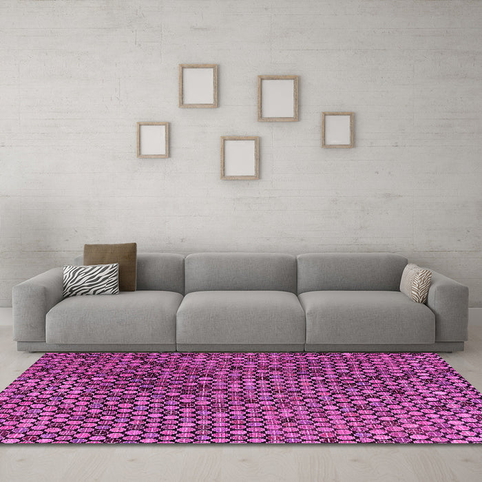 Machine Washable Abstract Pink Modern Rug in a Living Room, wshabs4541pnk