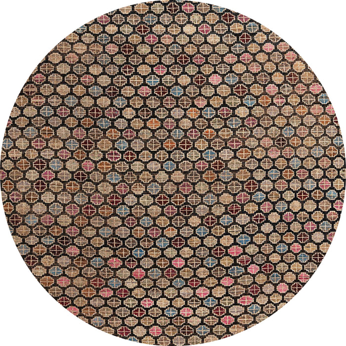 Round Machine Washable Abstract Bakers Brown Rug, wshabs4541