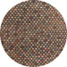 Round Machine Washable Abstract Bakers Brown Rug, wshabs4541