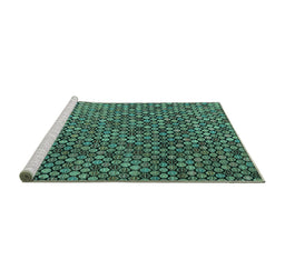 Sideview of Machine Washable Abstract Turquoise Modern Area Rugs, wshabs4541turq
