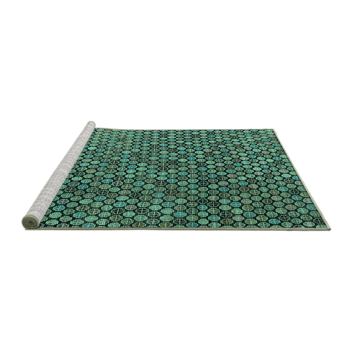 Sideview of Machine Washable Abstract Turquoise Modern Area Rugs, wshabs4541turq