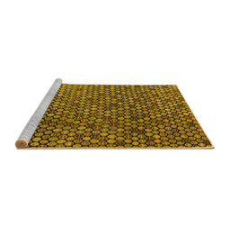 Sideview of Machine Washable Abstract Yellow Modern Rug, wshabs4541yw