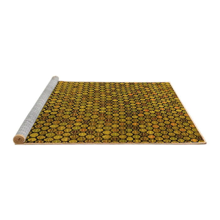 Sideview of Machine Washable Abstract Yellow Modern Rug, wshabs4541yw