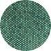 Round Abstract Turquoise Modern Rug, abs4541turq