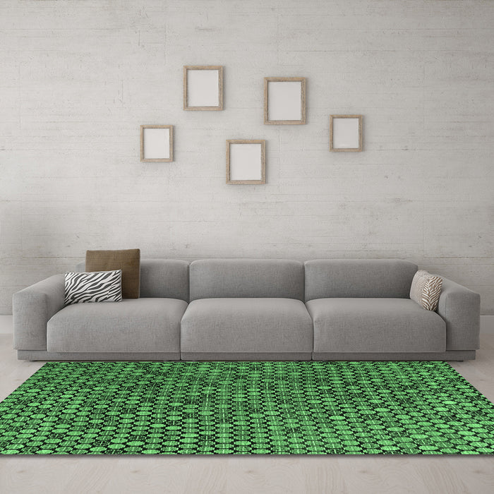 Machine Washable Abstract Emerald Green Modern Area Rugs in a Living Room,, wshabs4541emgrn