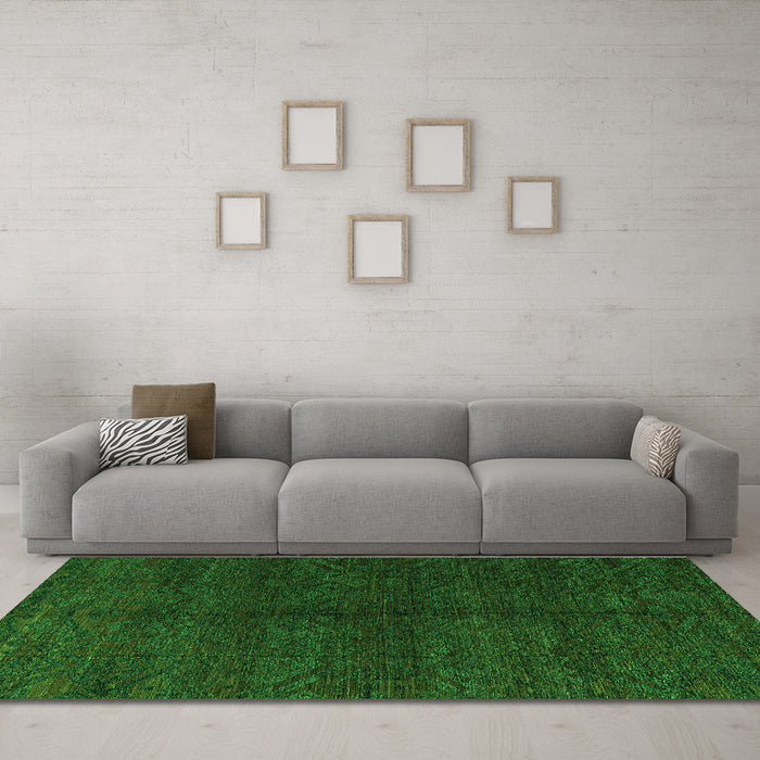Machine Washable Abstract Green Modern Area Rugs in a Living Room,, wshabs4542grn