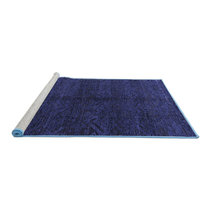 Sideview of Machine Washable Abstract Blue Modern Rug, wshabs4542blu