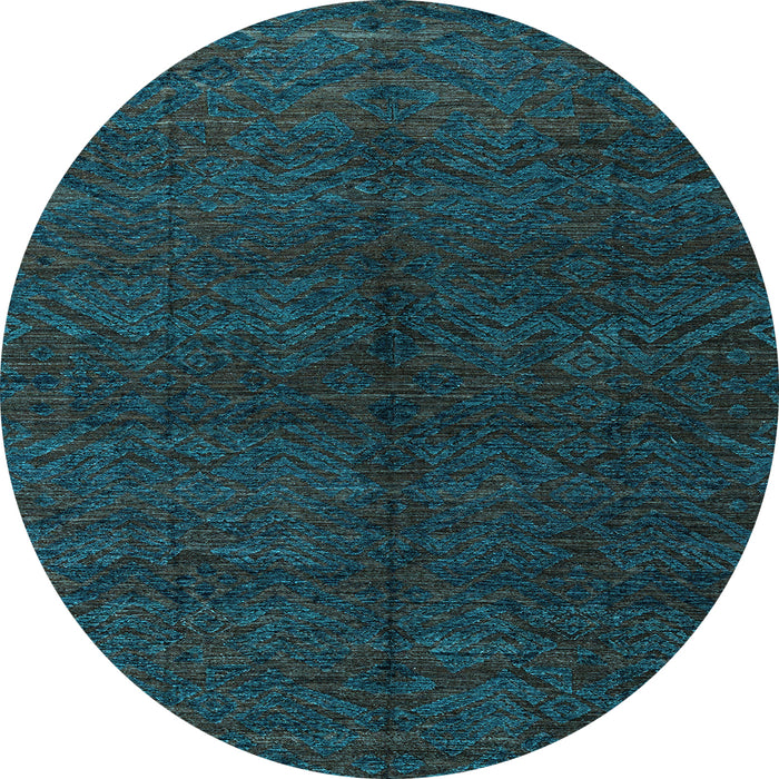 Round Abstract Light Blue Modern Rug, abs4542lblu