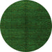 Round Abstract Green Modern Rug, abs4542grn