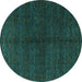 Round Abstract Turquoise Modern Rug, abs4542turq