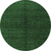 Round Abstract Emerald Green Modern Rug, abs4542emgrn