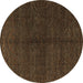 Round Abstract Brown Modern Rug, abs4542brn