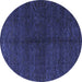 Round Abstract Blue Modern Rug, abs4542blu