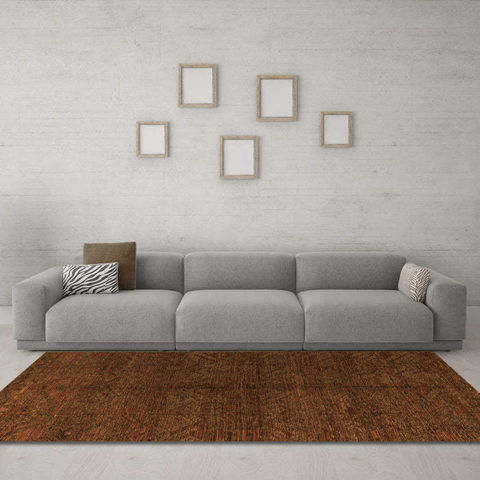 Machine Washable Abstract Orange Modern Area Rugs in a Living Room, wshabs4542org