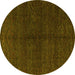 Round Abstract Yellow Modern Rug, abs4542yw