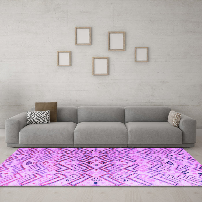 Machine Washable Abstract Purple Modern Area Rugs in a Living Room, wshabs4543pur