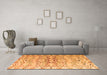 Machine Washable Abstract Orange Modern Area Rugs in a Living Room, wshabs4543org