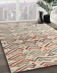 Abstract Dark Almond Brown Modern Rug, abs4543