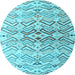 Round Abstract Light Blue Modern Rug, abs4543lblu