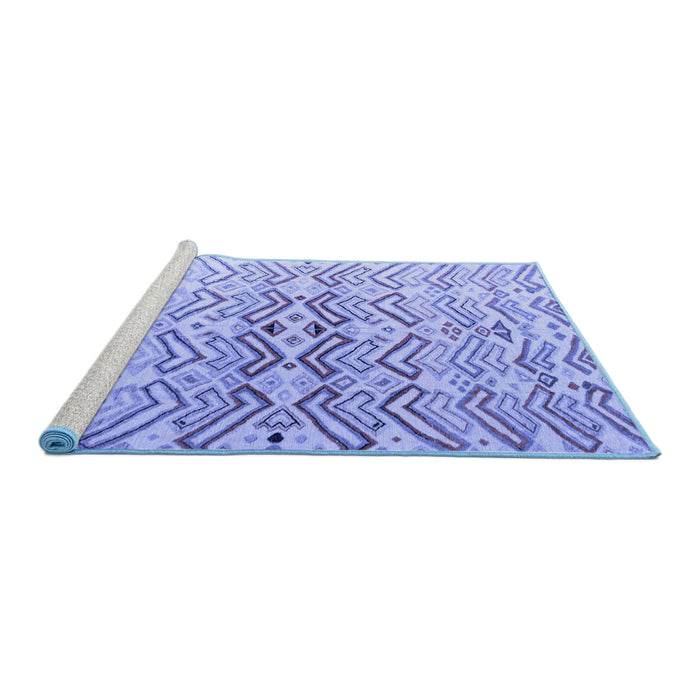 Sideview of Machine Washable Abstract Blue Modern Rug, wshabs4543blu