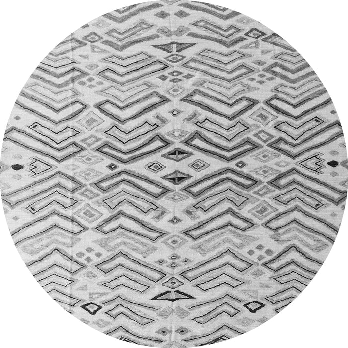 Round Machine Washable Abstract Gray Modern Rug, wshabs4543gry