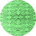 Round Machine Washable Abstract Emerald Green Modern Area Rugs, wshabs4543emgrn