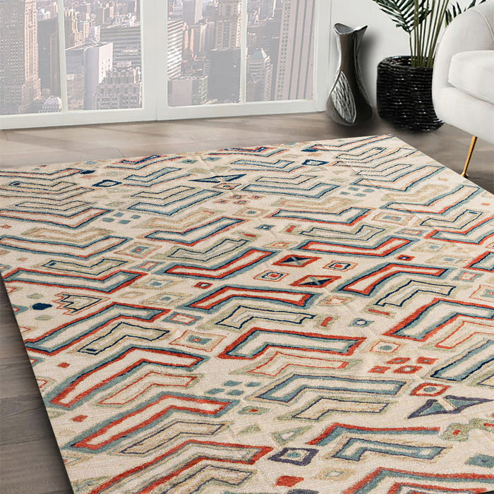 Abstract Dark Almond Brown Modern Rug in Family Room, abs4543