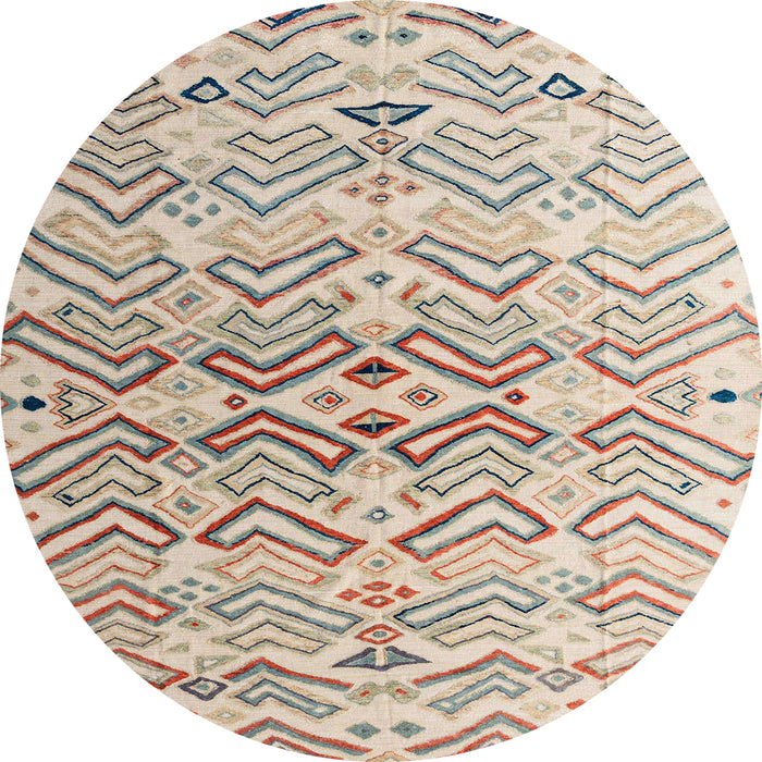 Round Abstract Dark Almond Brown Modern Rug, abs4543