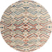 Round Abstract Dark Almond Brown Modern Rug, abs4543