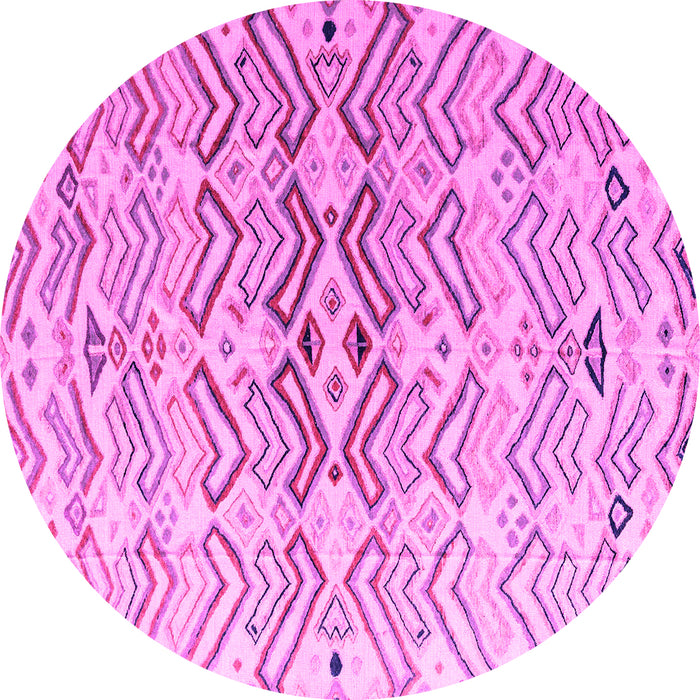 Round Machine Washable Abstract Pink Modern Rug, wshabs4543pnk