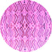 Round Machine Washable Abstract Pink Modern Rug, wshabs4543pnk