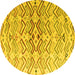 Round Abstract Yellow Modern Rug, abs4543yw