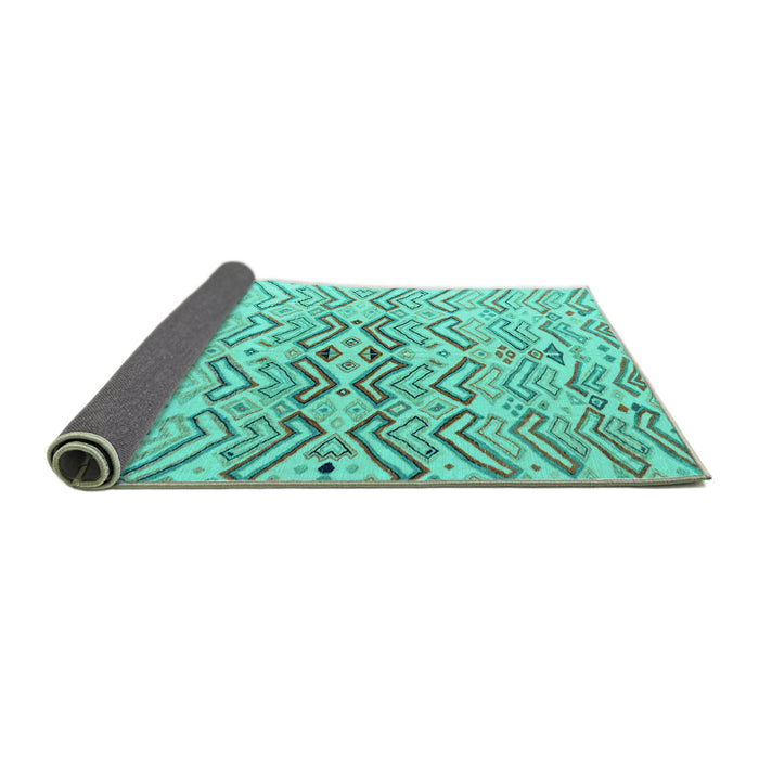 Sideview of Abstract Turquoise Modern Rug, abs4543turq