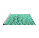 Sideview of Machine Washable Abstract Turquoise Modern Area Rugs, wshabs4543turq