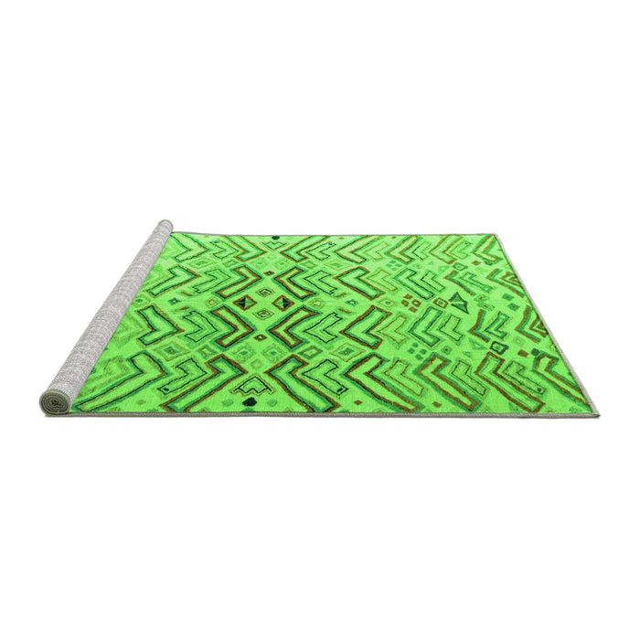 Sideview of Machine Washable Abstract Green Modern Area Rugs, wshabs4543grn
